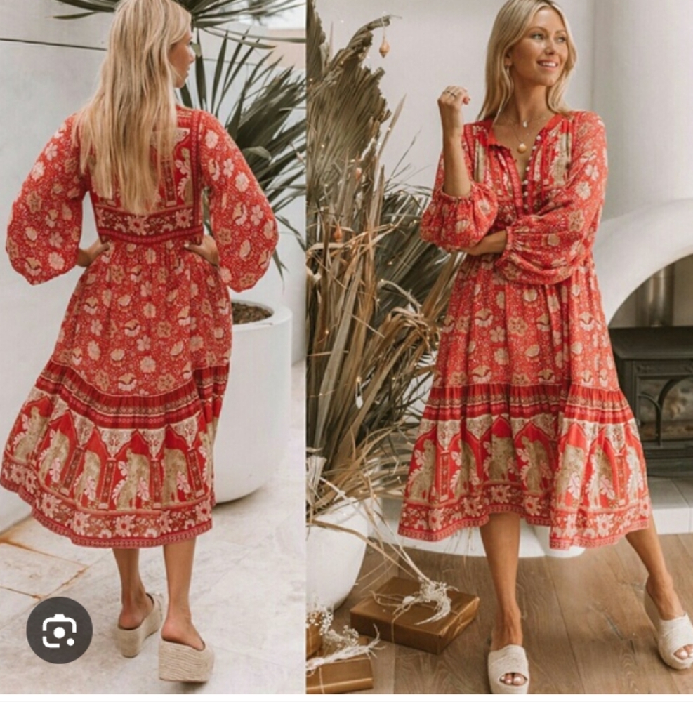 Spell Red Bohemian Dress Size 6 - Picture 9 of 11